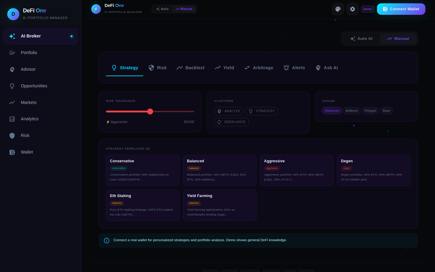DeFi One — dashboard